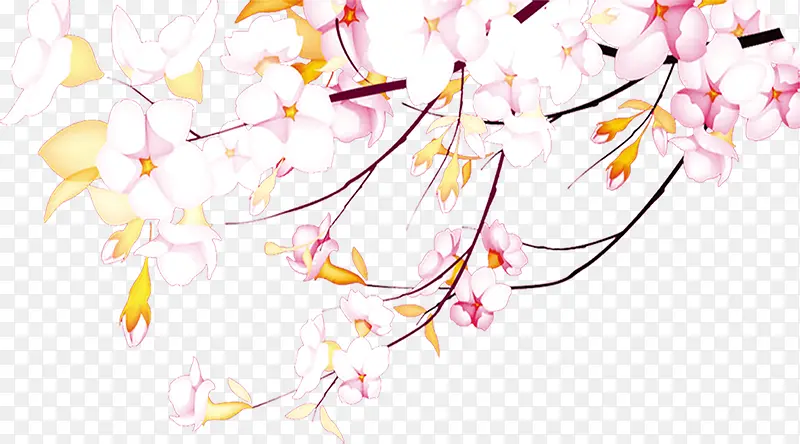 中秋节手绘粉花和黄花