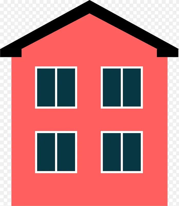 手绘红色房屋屋檐