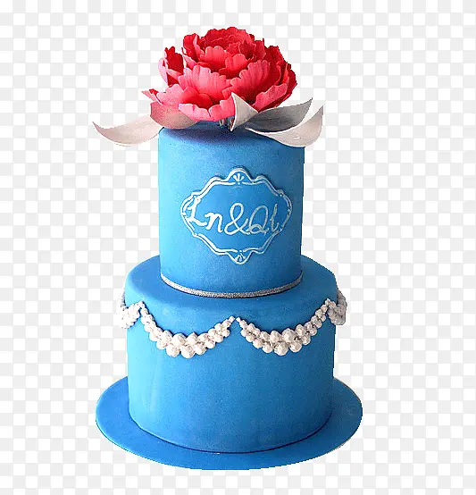 蓝色红花蛋糕