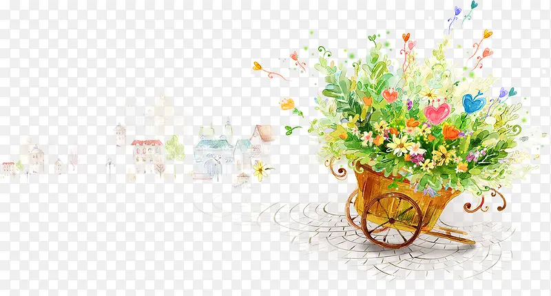 木质推车花朵