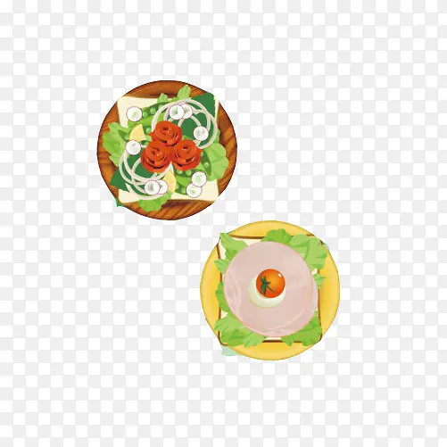 西餐蔬菜沙拉手绘画素材图片
