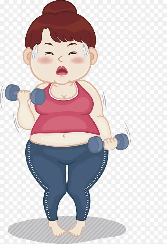 卡通大肚腩胖女孩运动