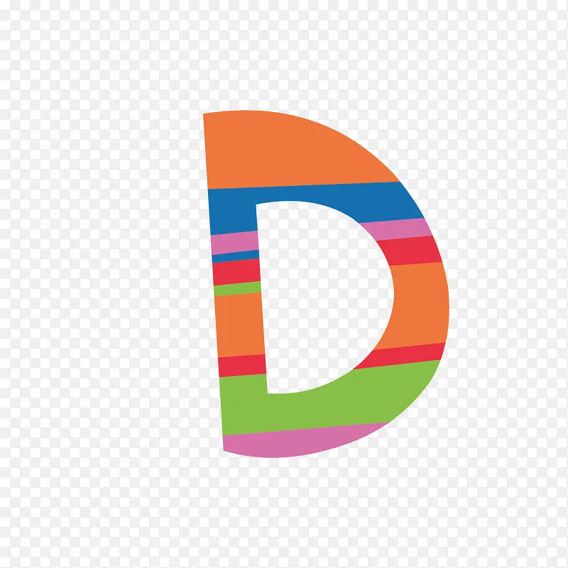 彩色拼凑字母D