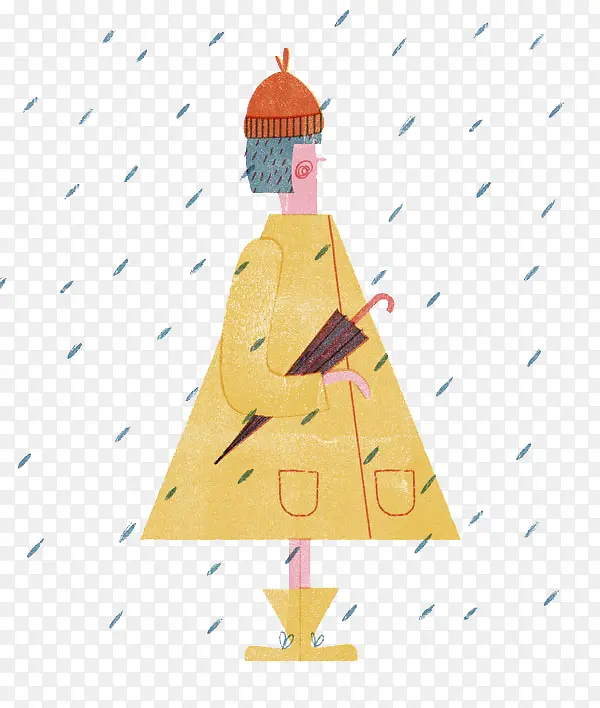 雨中拿雨伞的人插图