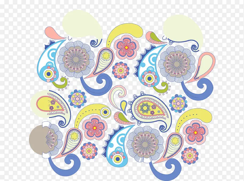 矢量彩色时尚装饰花纹背景素材