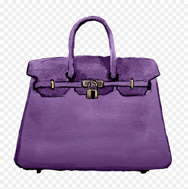 手绘紫色女包手袋