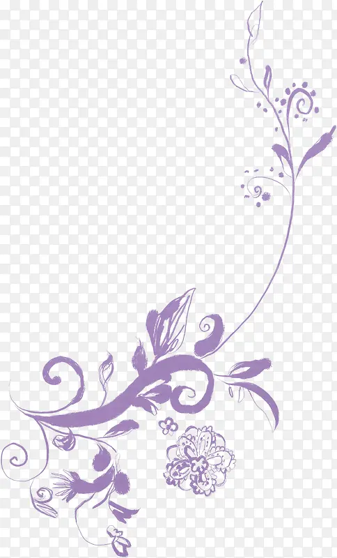 手绘紫色唯美花叶