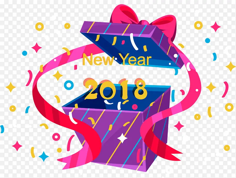 2018新年l礼物装饰矢量图