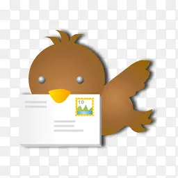 棕色小鸟和信封送信