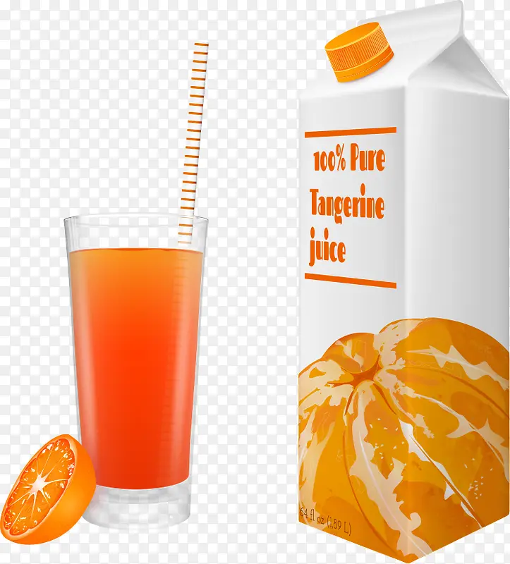 矢量橘子和果汁