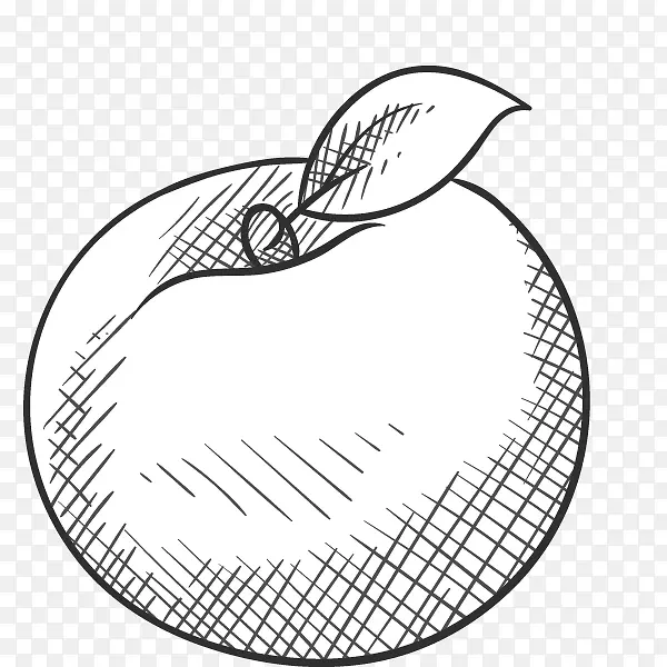 卡通手绘线描苹果