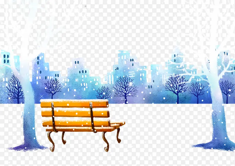雪地上的木质座椅