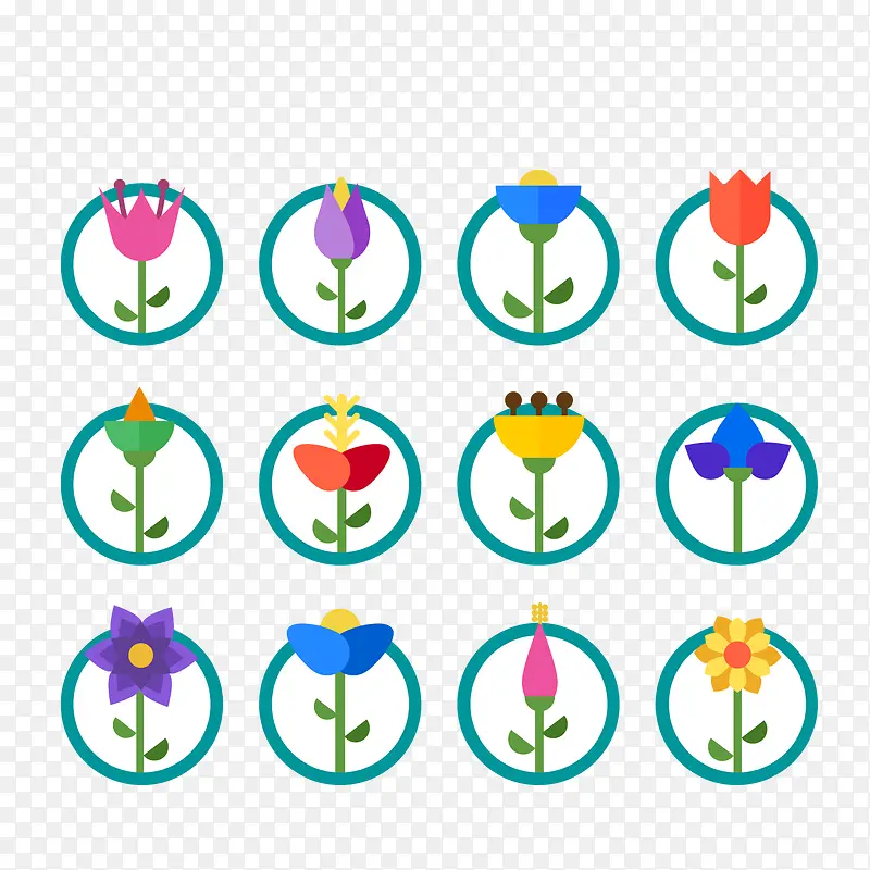 扁平化花朵设计矢量图