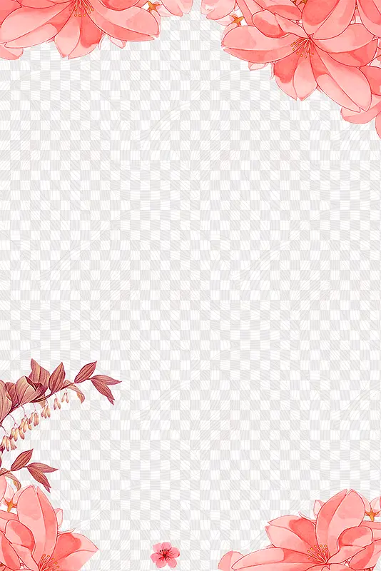 小清新粉红花朵边框
