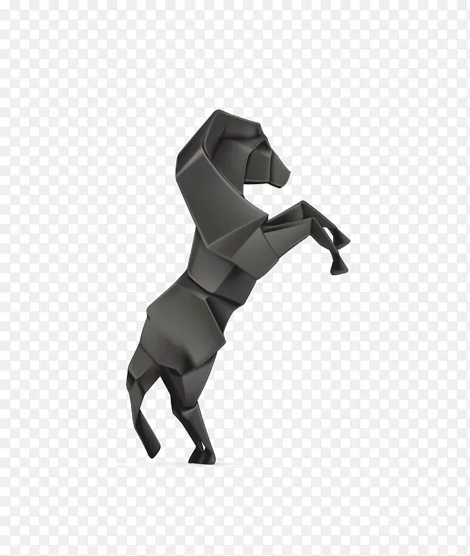 矢量黑色动物折纸文化马