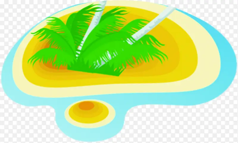 沙滩椰树场景卡通
