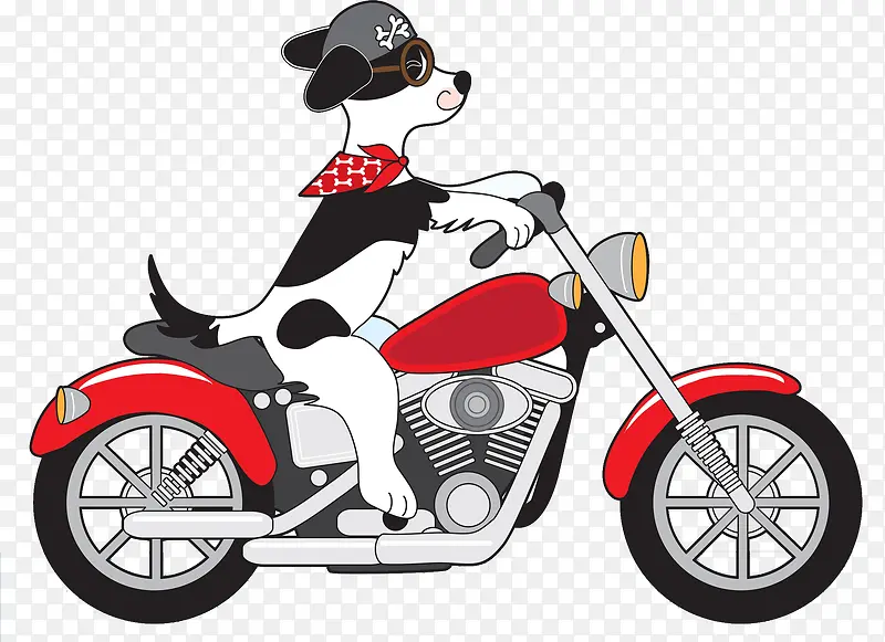 卡通可爱插图可爱狗狗骑摩托车