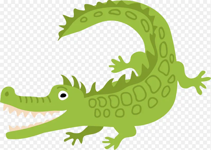 手绘绿色鳄鱼