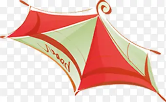 扁平手绘红色的遮阳伞