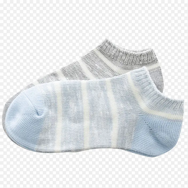 蓝色条纹棉质船袜