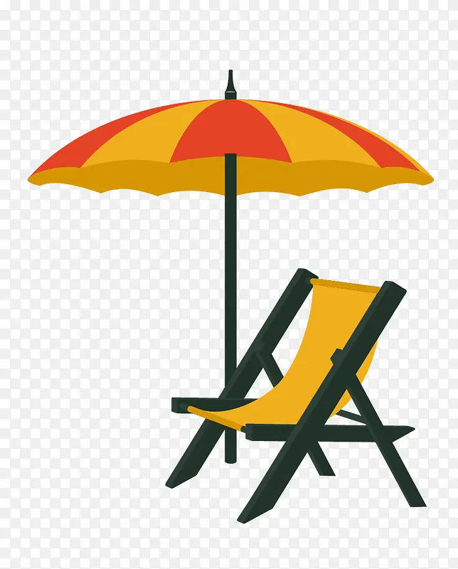 彩色手绘沙滩椅免抠素材