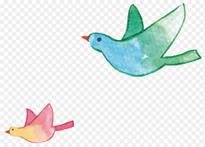 彩色手绘飞舞和平鸽设计