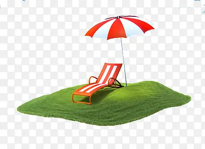 草地上的红白休息椅子