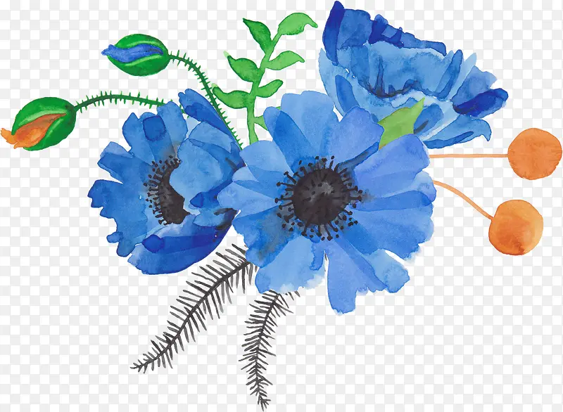 蓝色花卉装饰