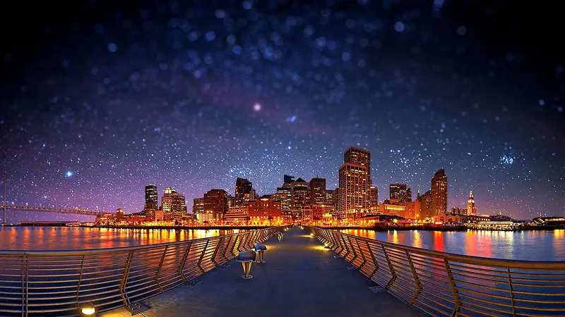 都市城市桥梁夜景