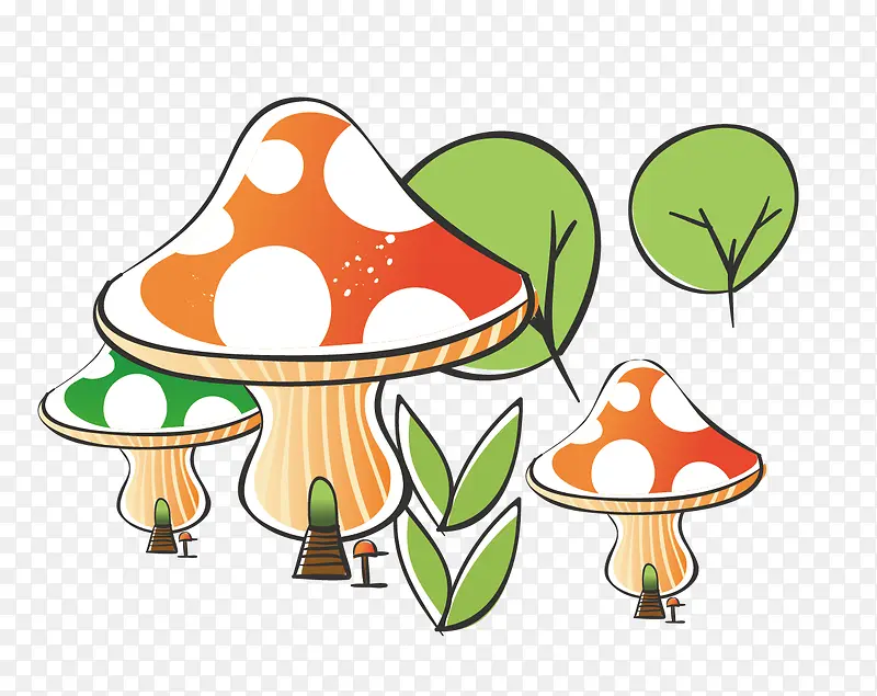 卡通蘑菇发芽的绿色植物