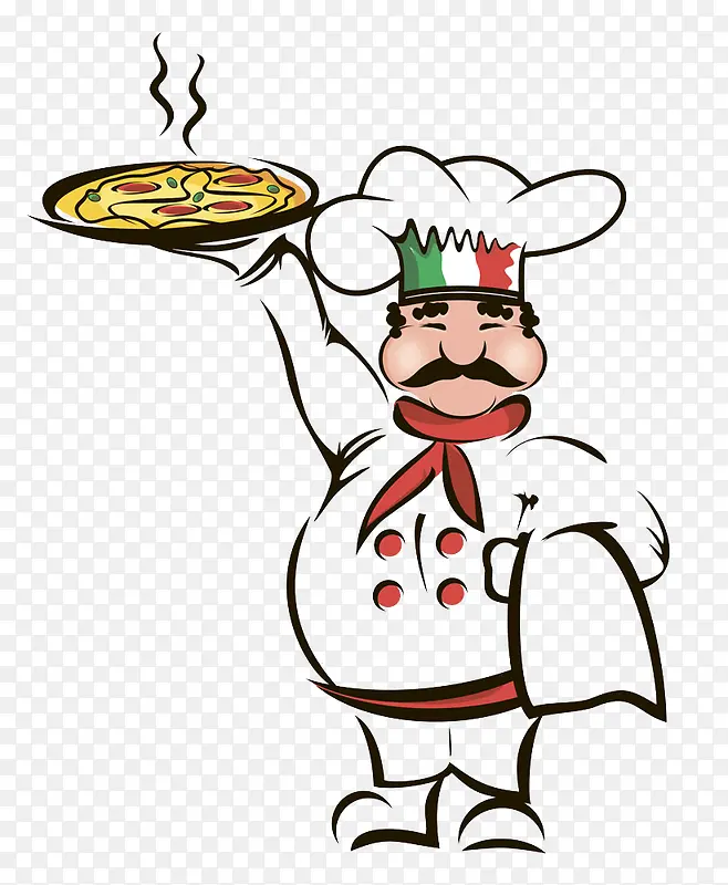 意大利厨师捧披萨
