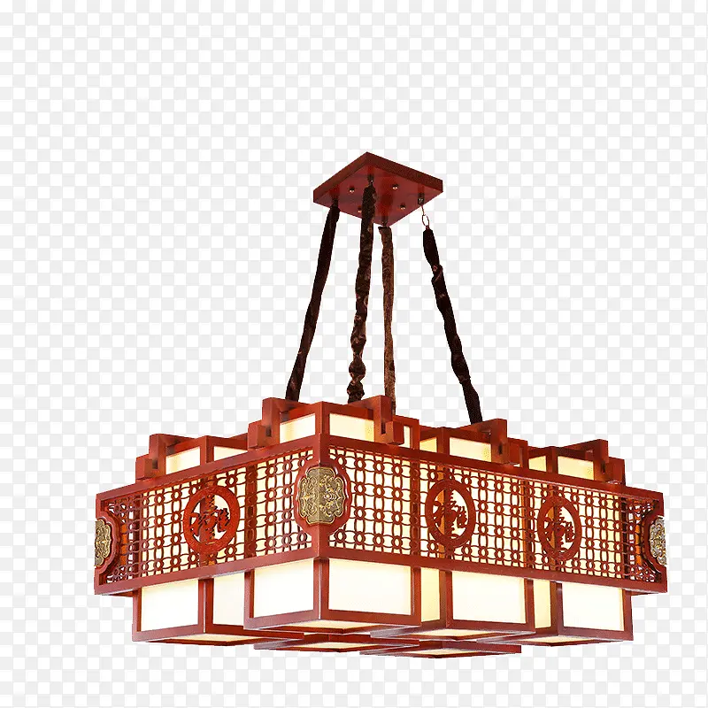 现代中式吊灯实木客厅餐厅复古玻