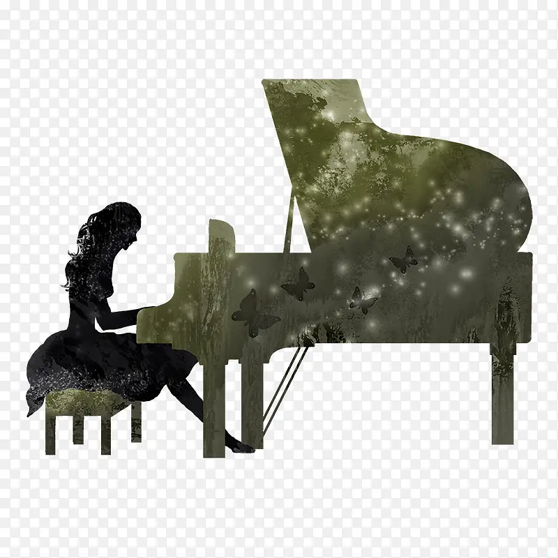弹钢琴的美女