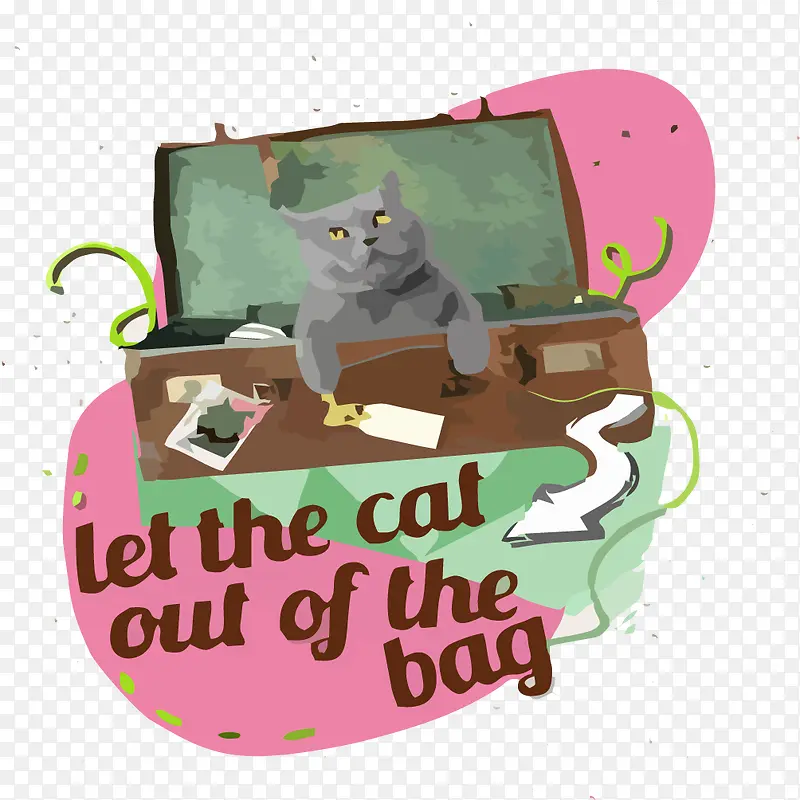 手绘猫咪与箱子