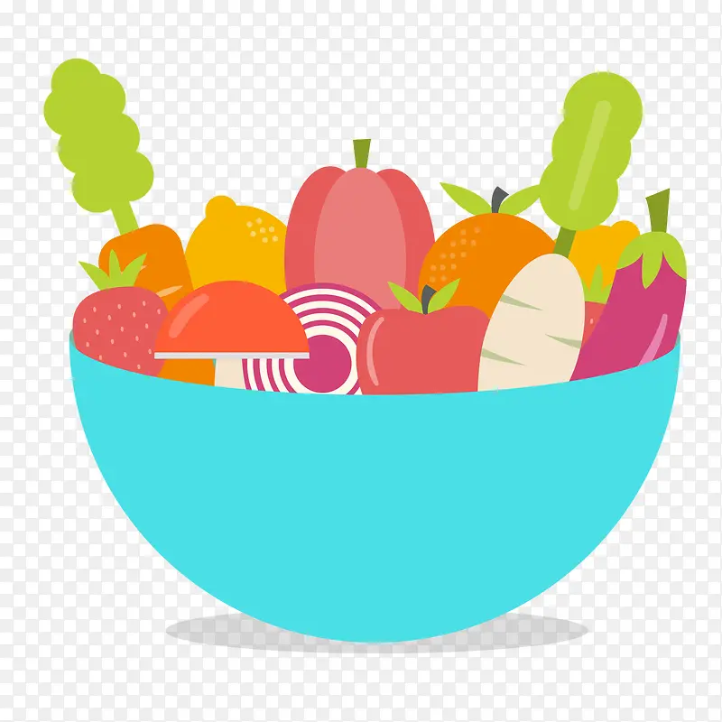 装着蔬菜和水果的碗