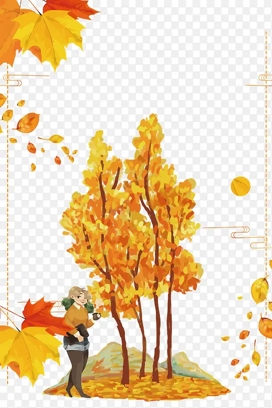 矢量黄色秋天树叶