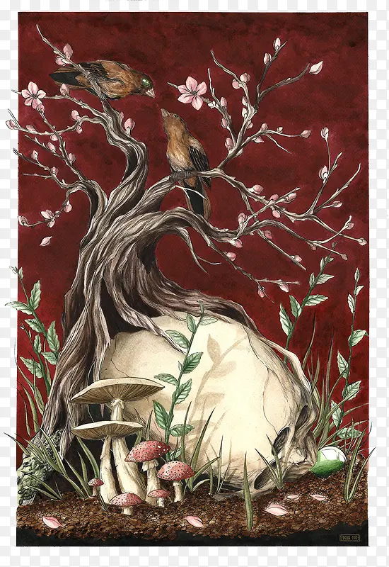 创意精美花鸟无框画插图