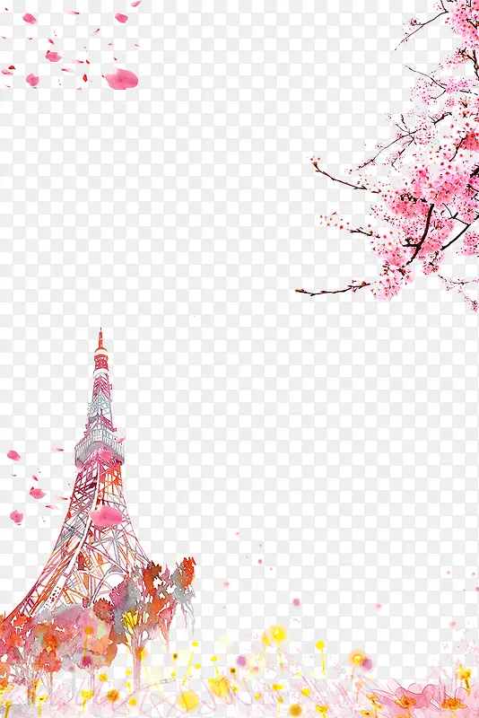唯美粉色樱花边框设计