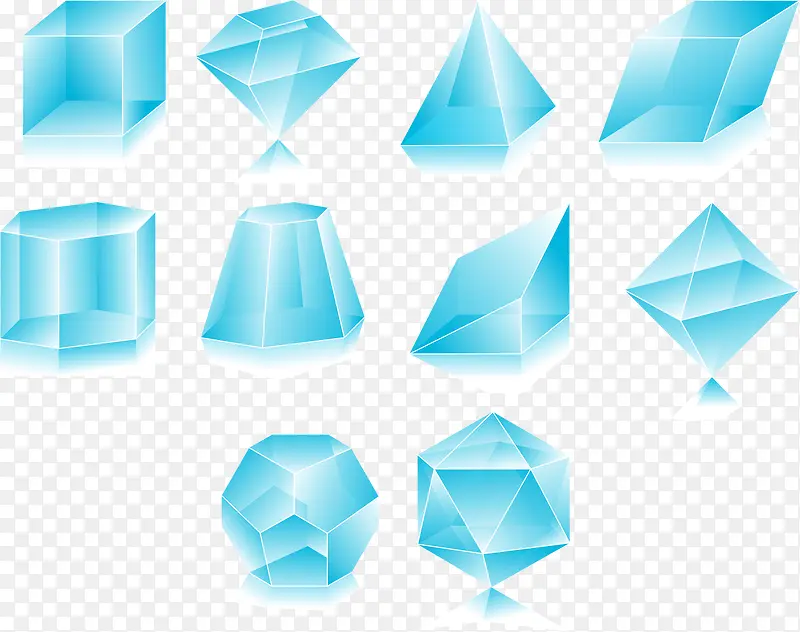蓝色通透的钻石矢量素材