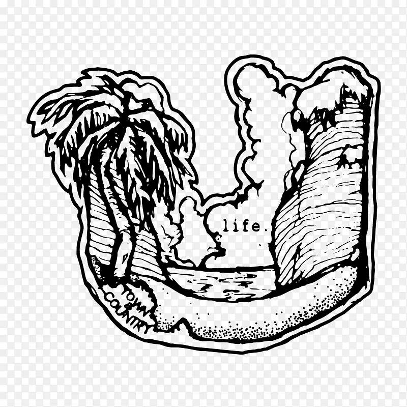 手绘山上画