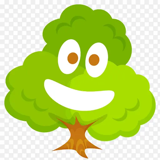 快乐的绿色绿树图标