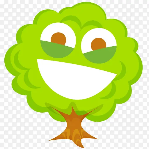快乐的太阳笑脸绿树图标