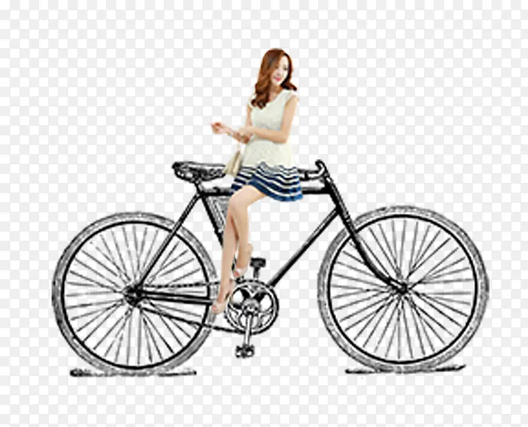 坐在自行车上的女孩