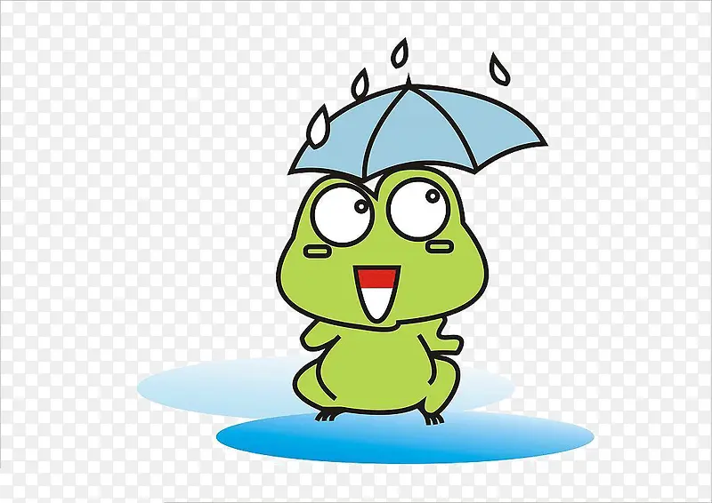 下雨啦青蛙也打伞了