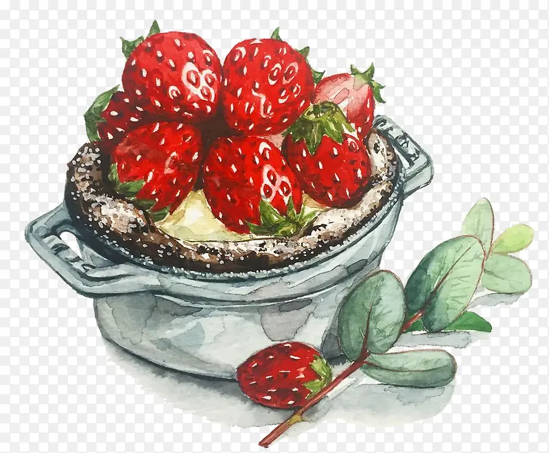 卡通手绘草莓甜点