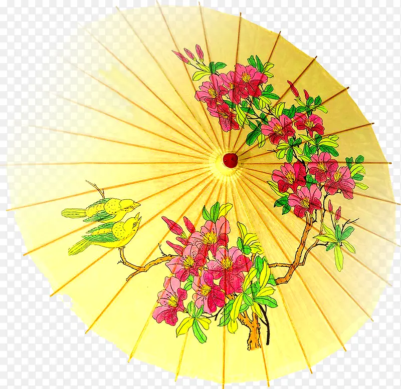 黄色印花华丽油纸伞中秋