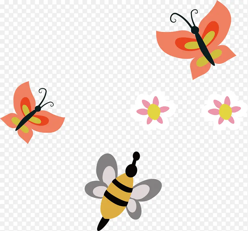 卡通蝴蝶蜜蜂素材