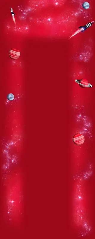 火箭星球红色海报背景