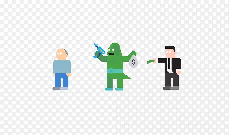 创意扁平人物怪兽