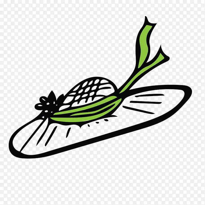 绿色手绘草帽